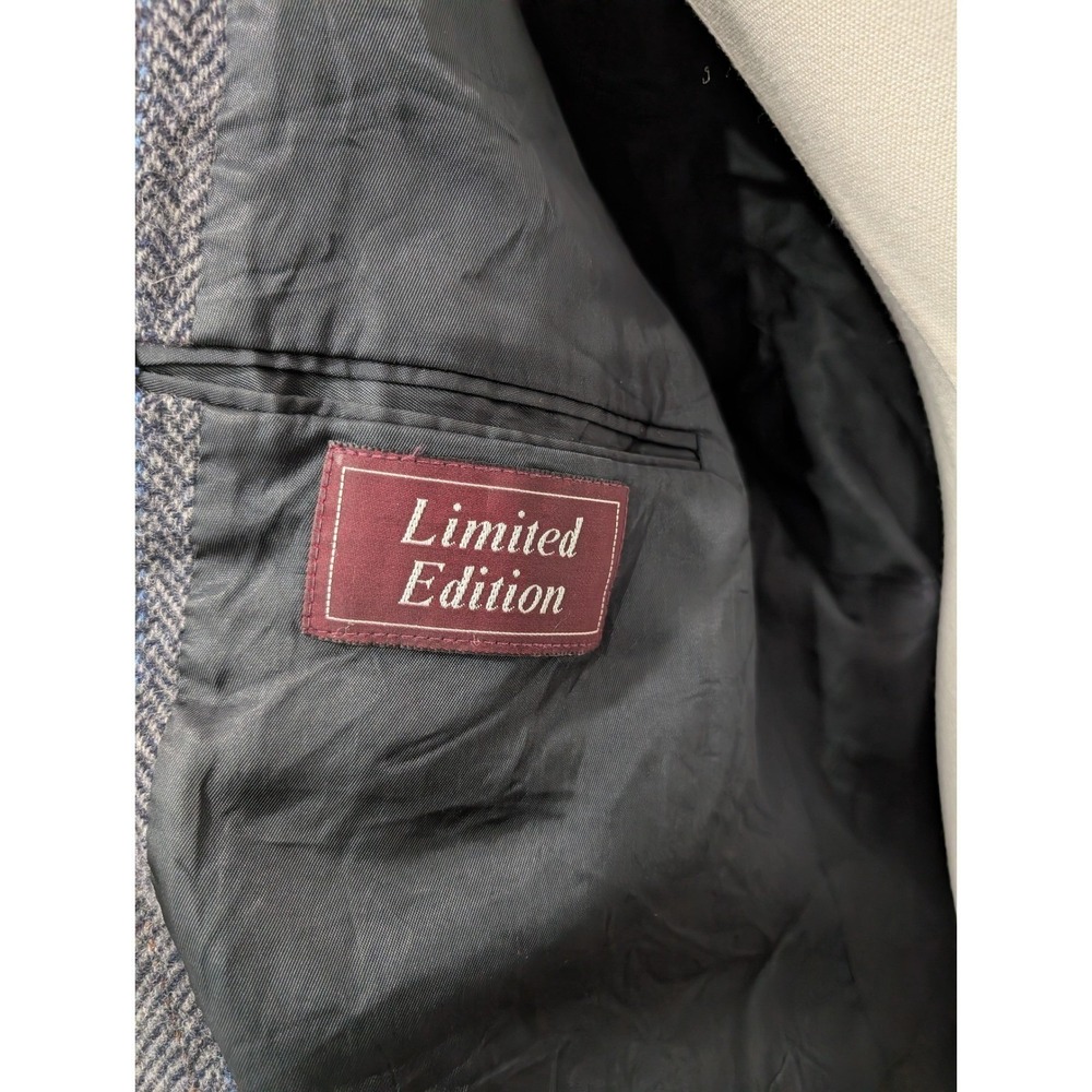 Vintage Andover 100% Virgin Wool Mens Dark Grey Herringbone Blazer Size 50 - Picture 5 of 11